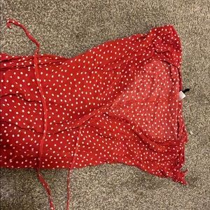 H&M red polka dot light wrap dress